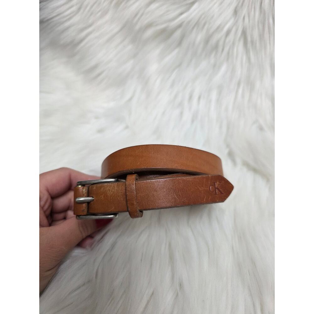 Calvin Klein Brown Large Leather Belt Approx 37 inches long